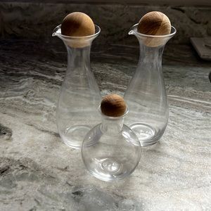 Glass storage containers - set of 3 - bamboo ball lids